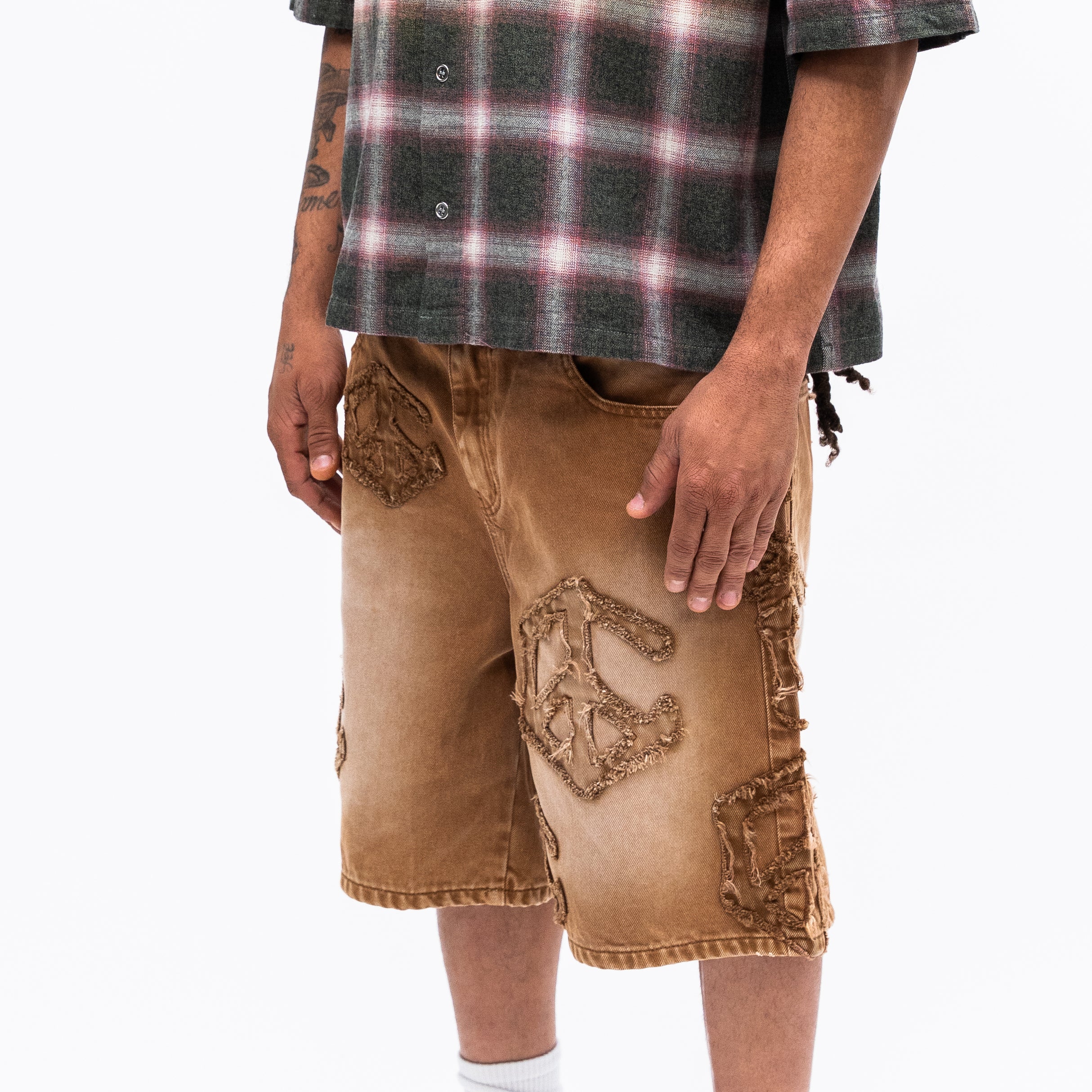Truce Denim Jorts - Brown