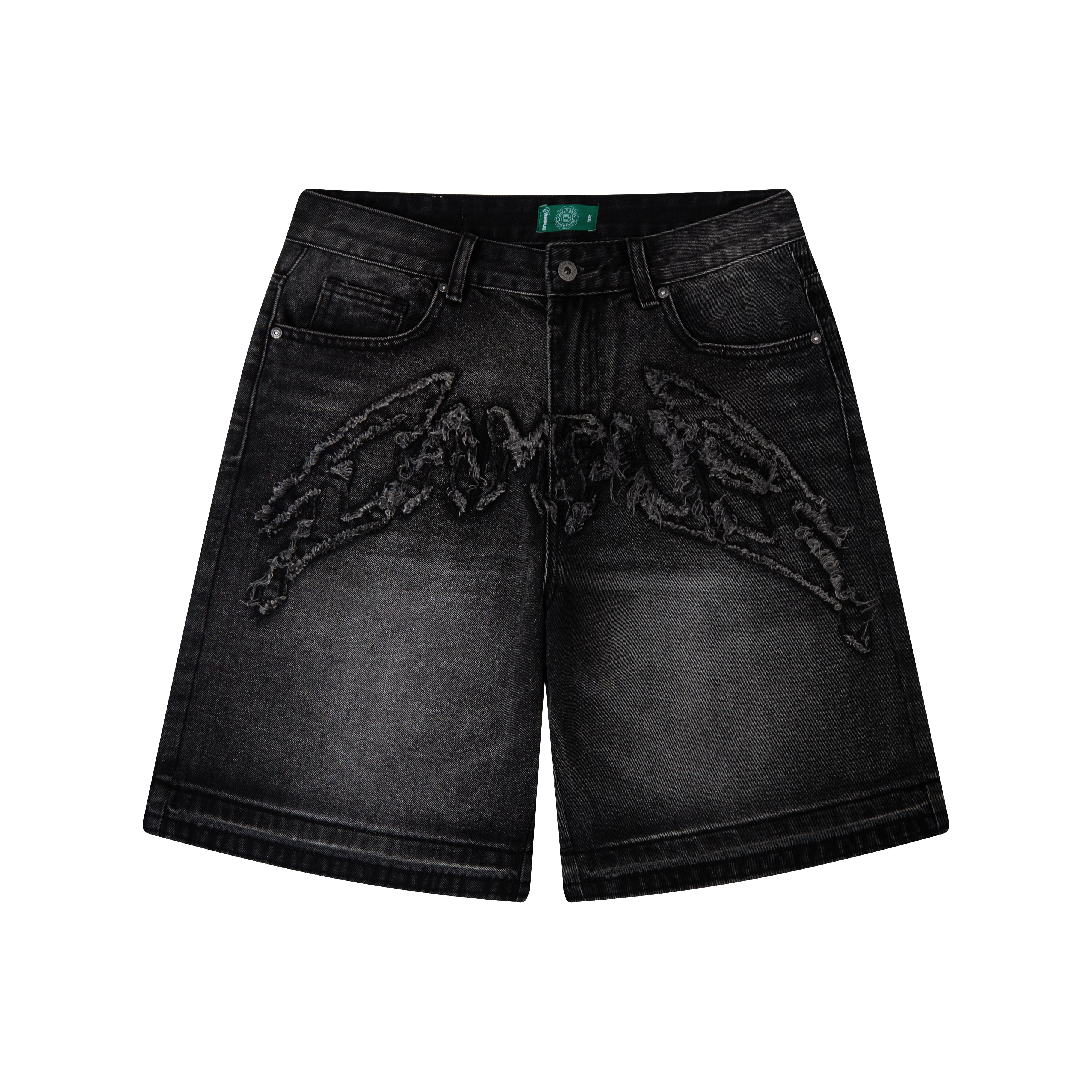 Applique Denim Short - Black