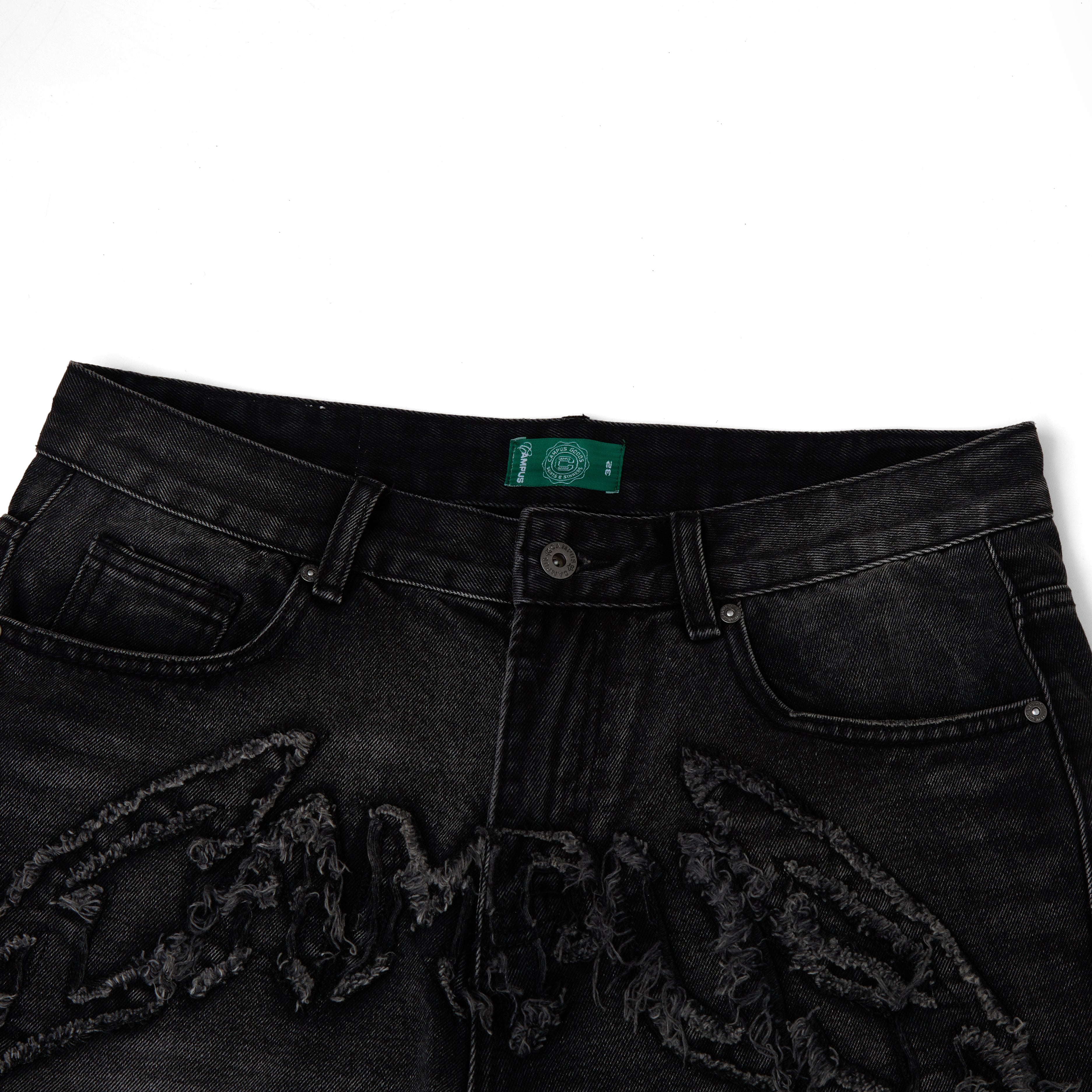 Applique Denim Short - Black