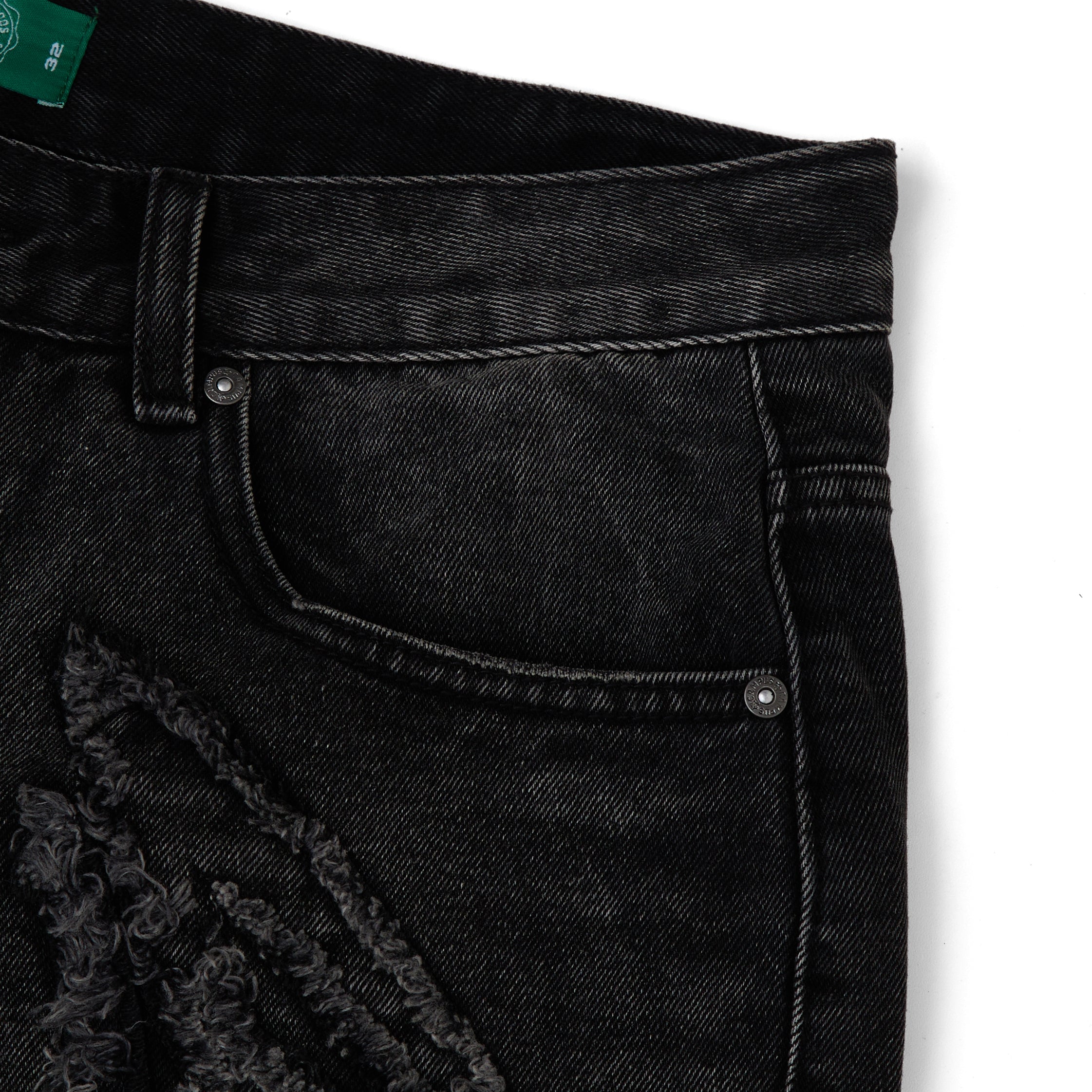 Applique Denim Short - Black