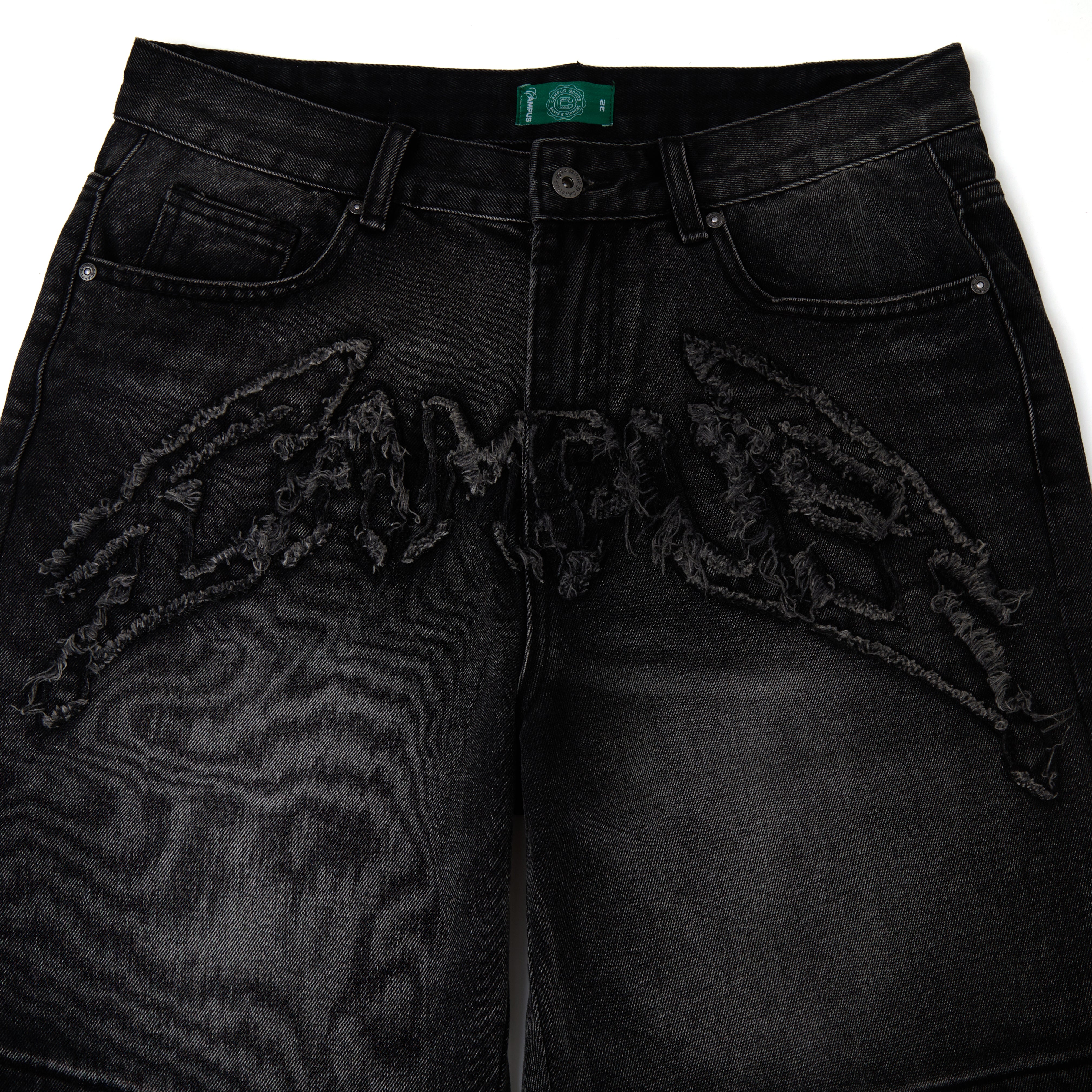 Applique Denim Short - Black