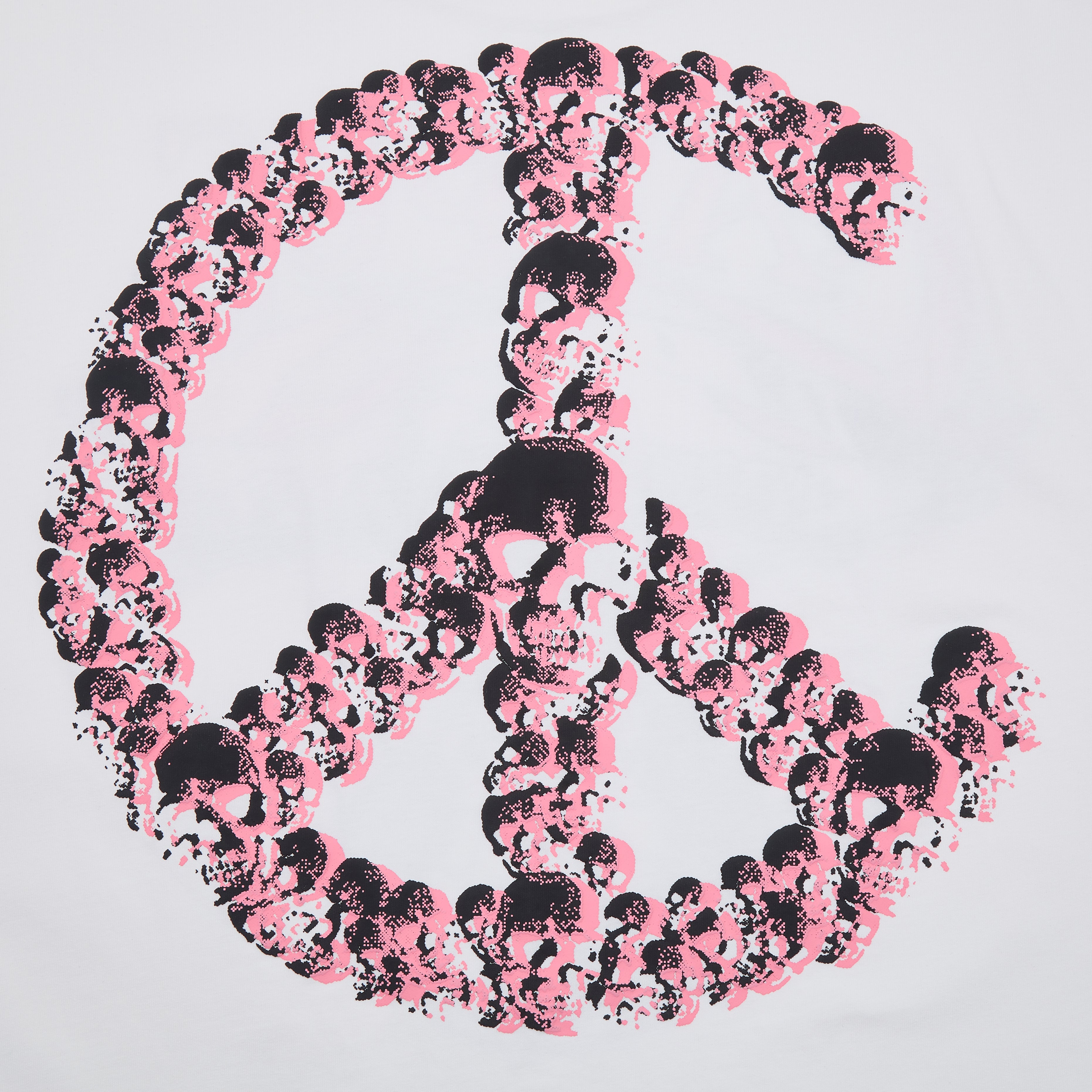 Skull Peace symbol design with black and pink pattern on a light gray background