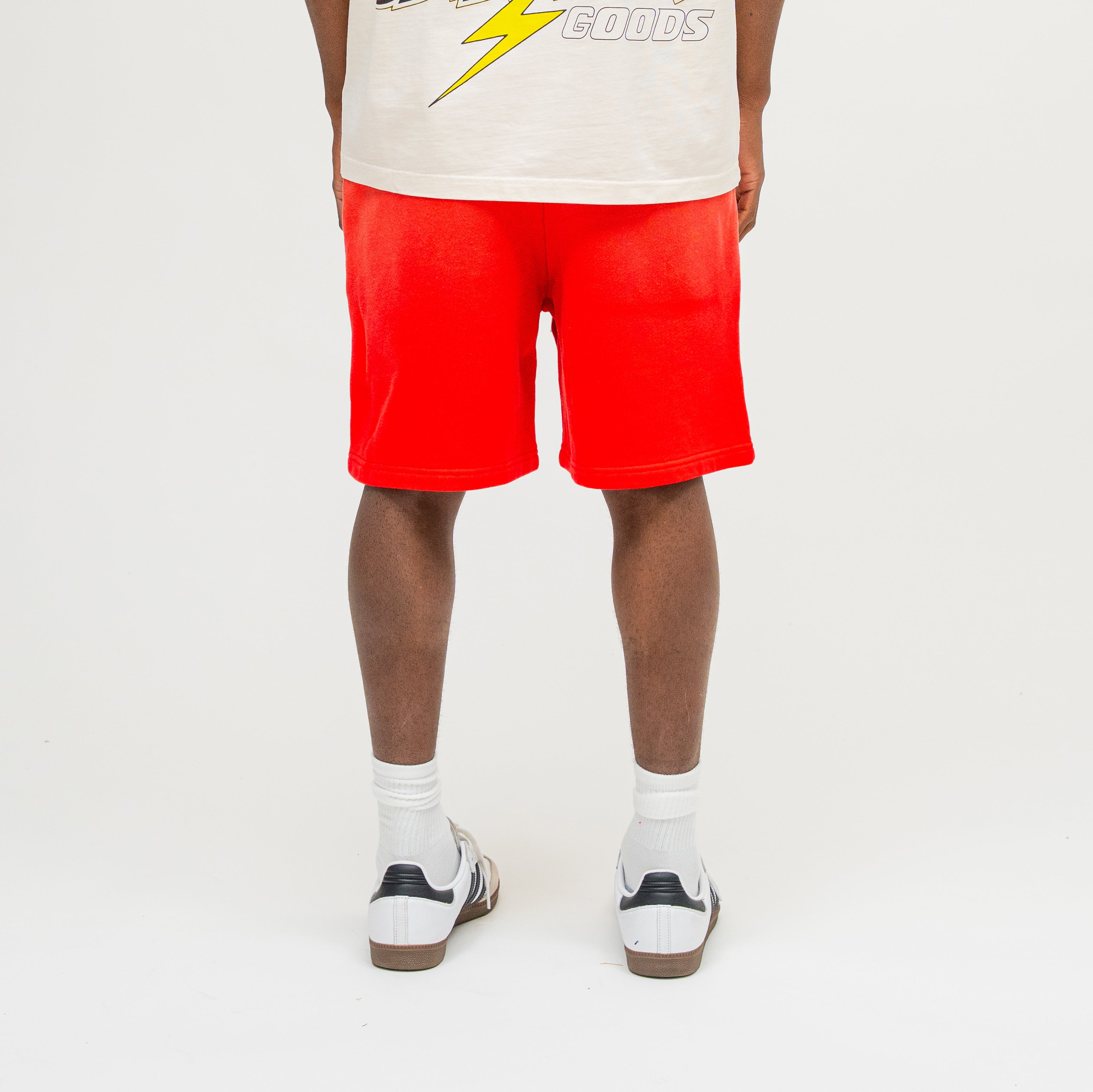 Checkpoint Terry Shorts in Sun Fade Red, back view