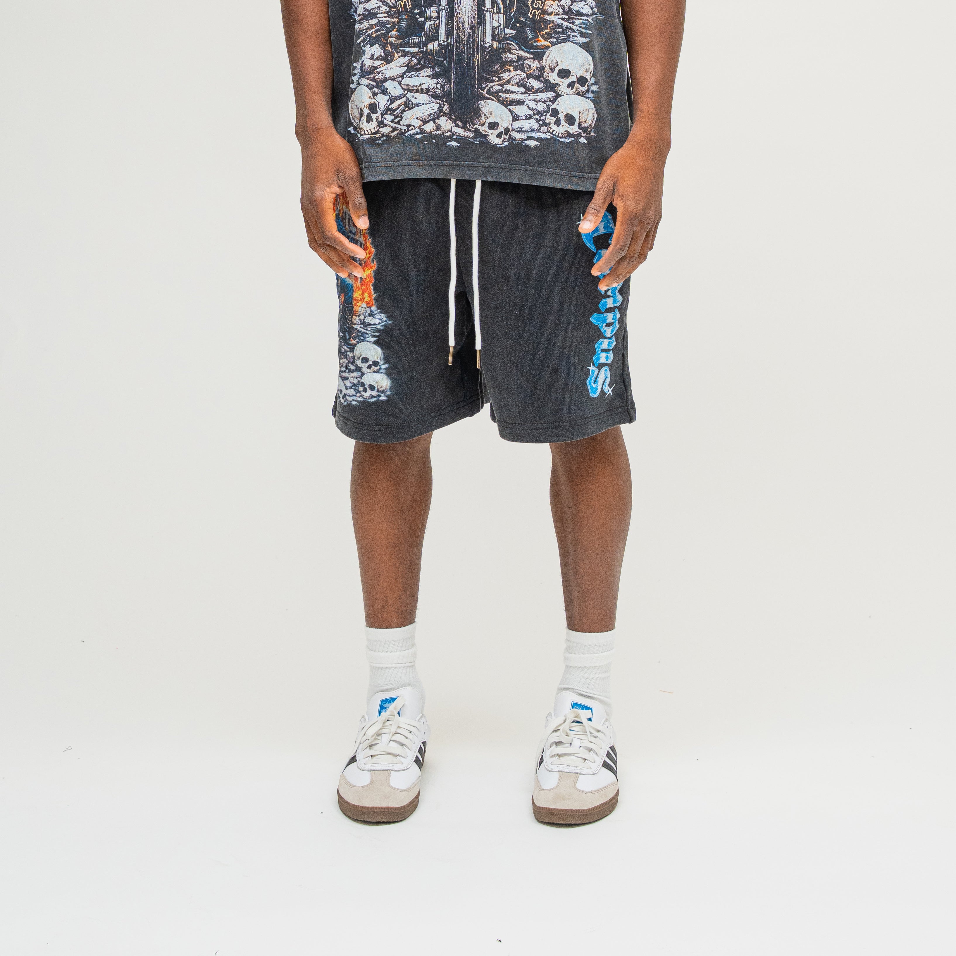Chopper Terry Shorts in Black, front view