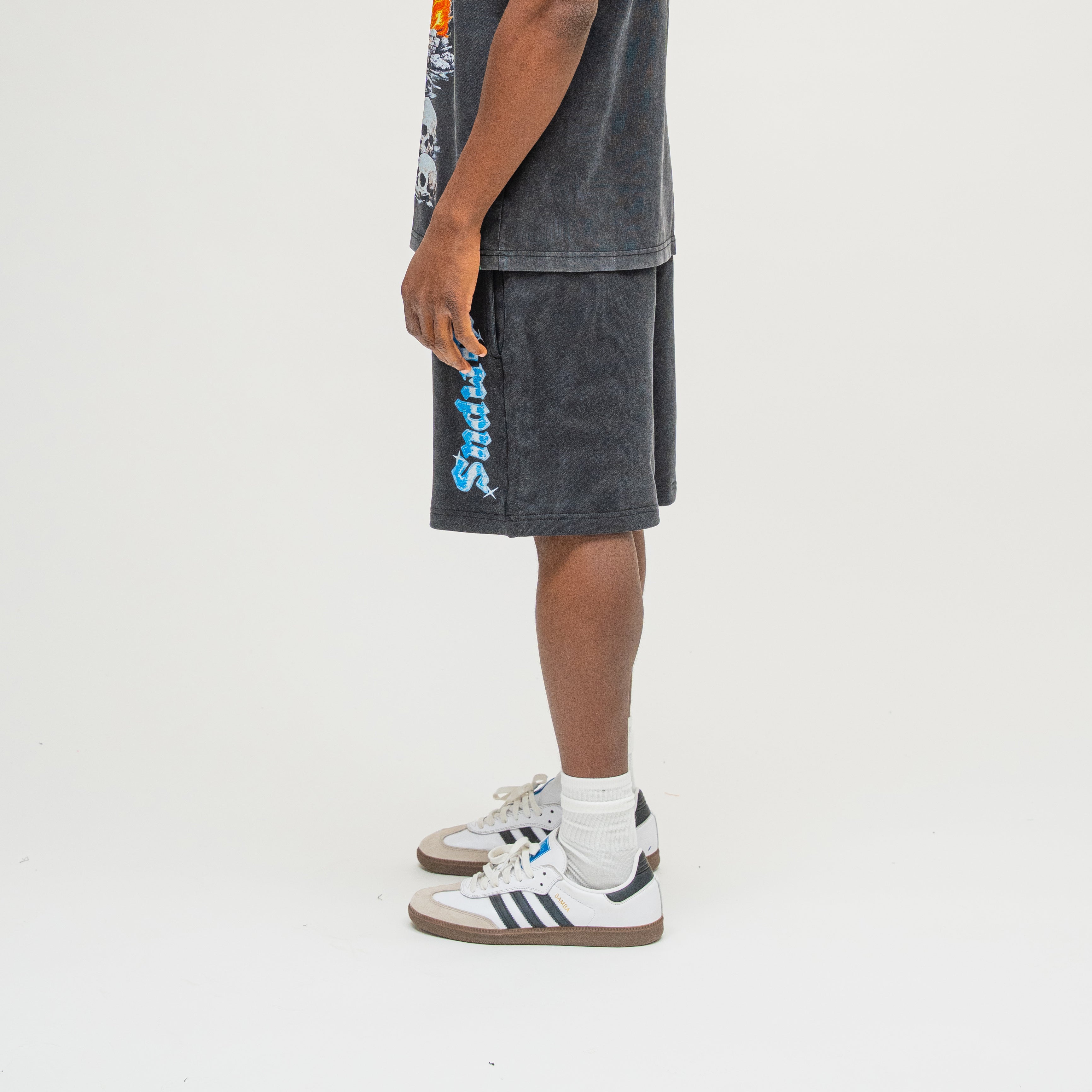 Chopper Terry Shorts in Black, side view