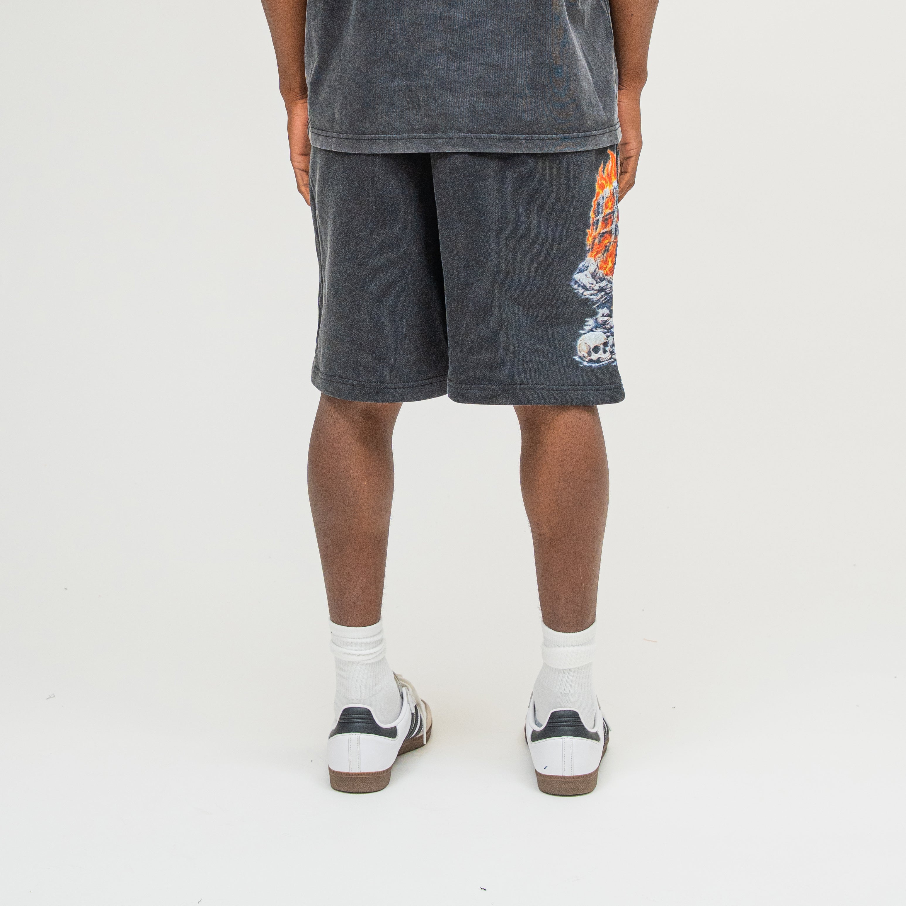 Chopper Terry Shorts in Black, back view