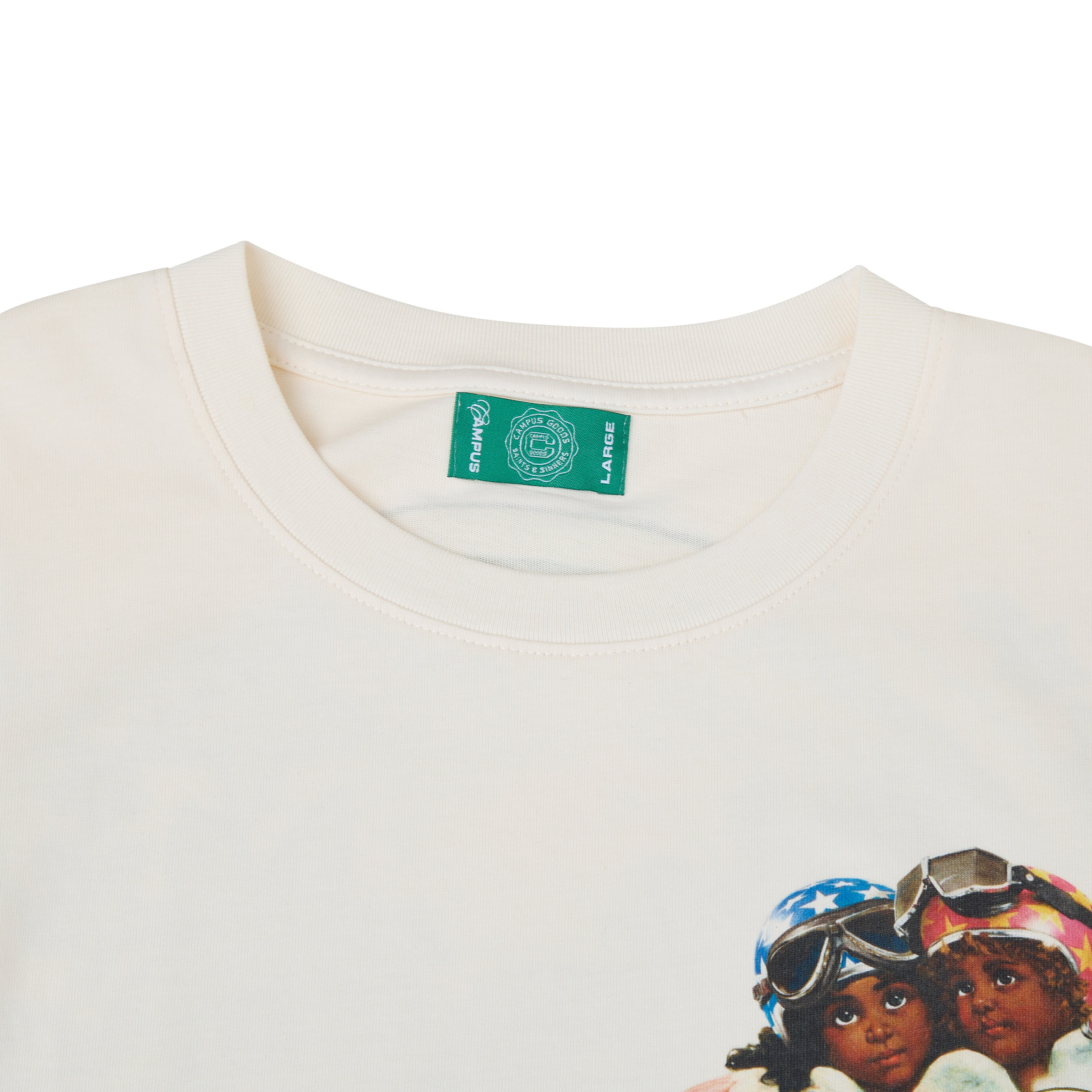 flat lay, neckline view