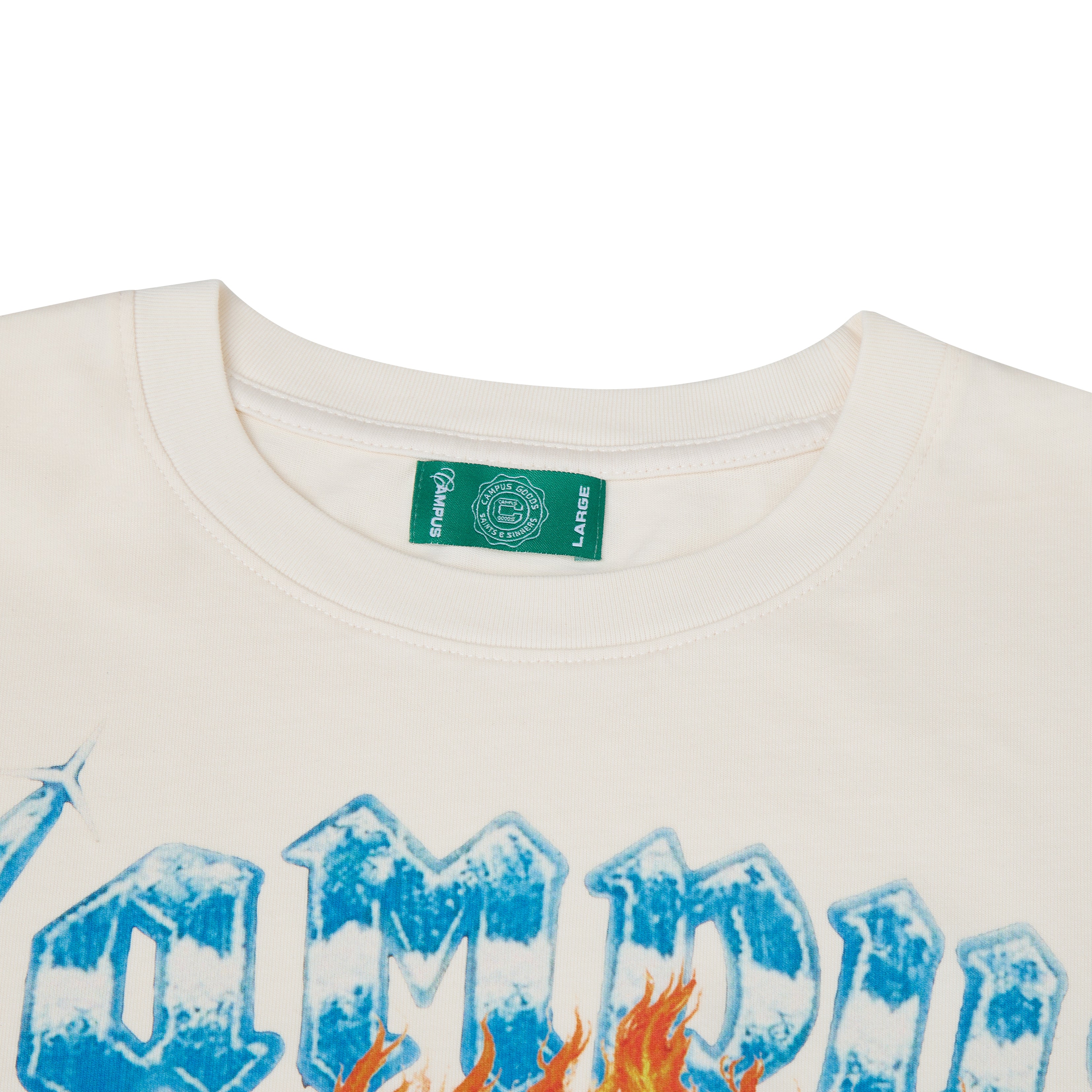 Campus Goods Chopper Tee in Cream - neckline detail