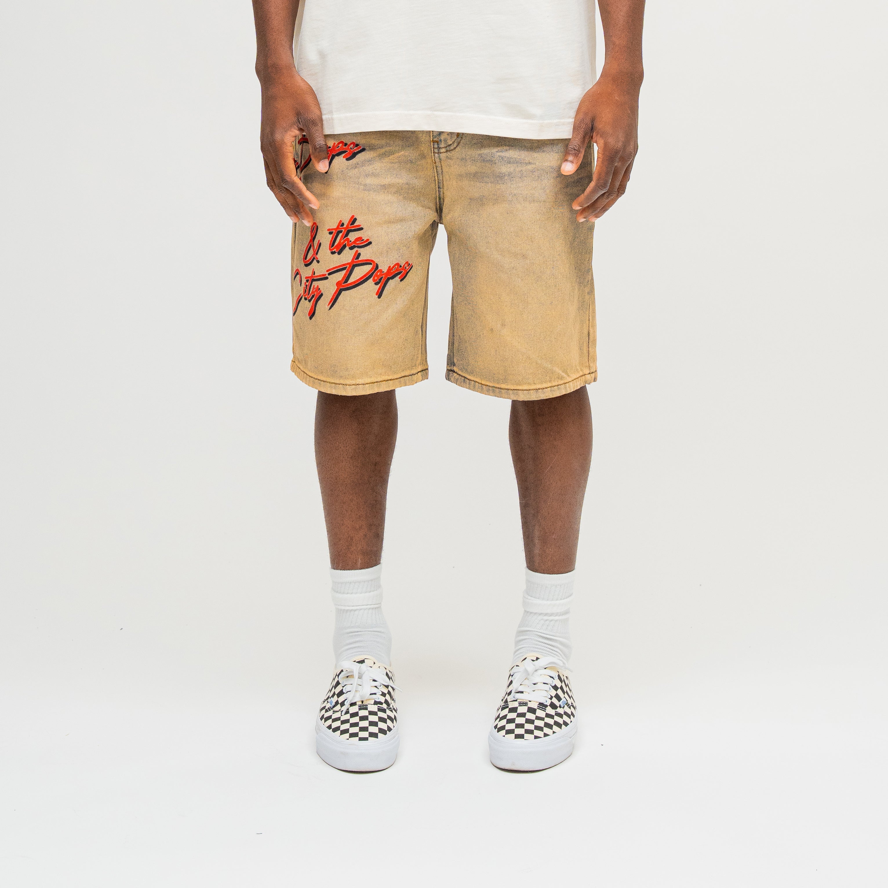 Friday Denim Jort in Brown, front view
