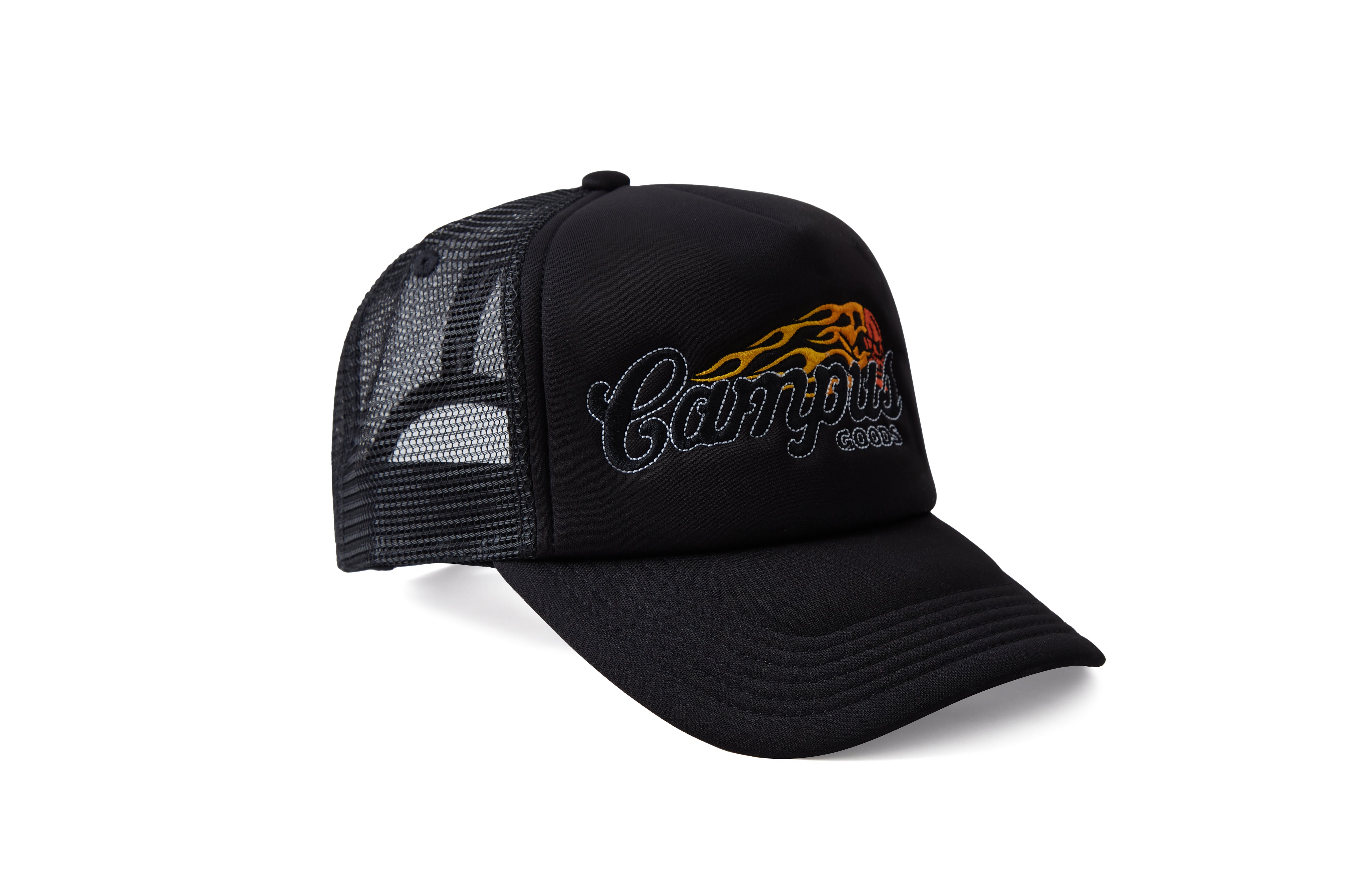 Road Trip Trucker Snapback Hat (Black/Black)