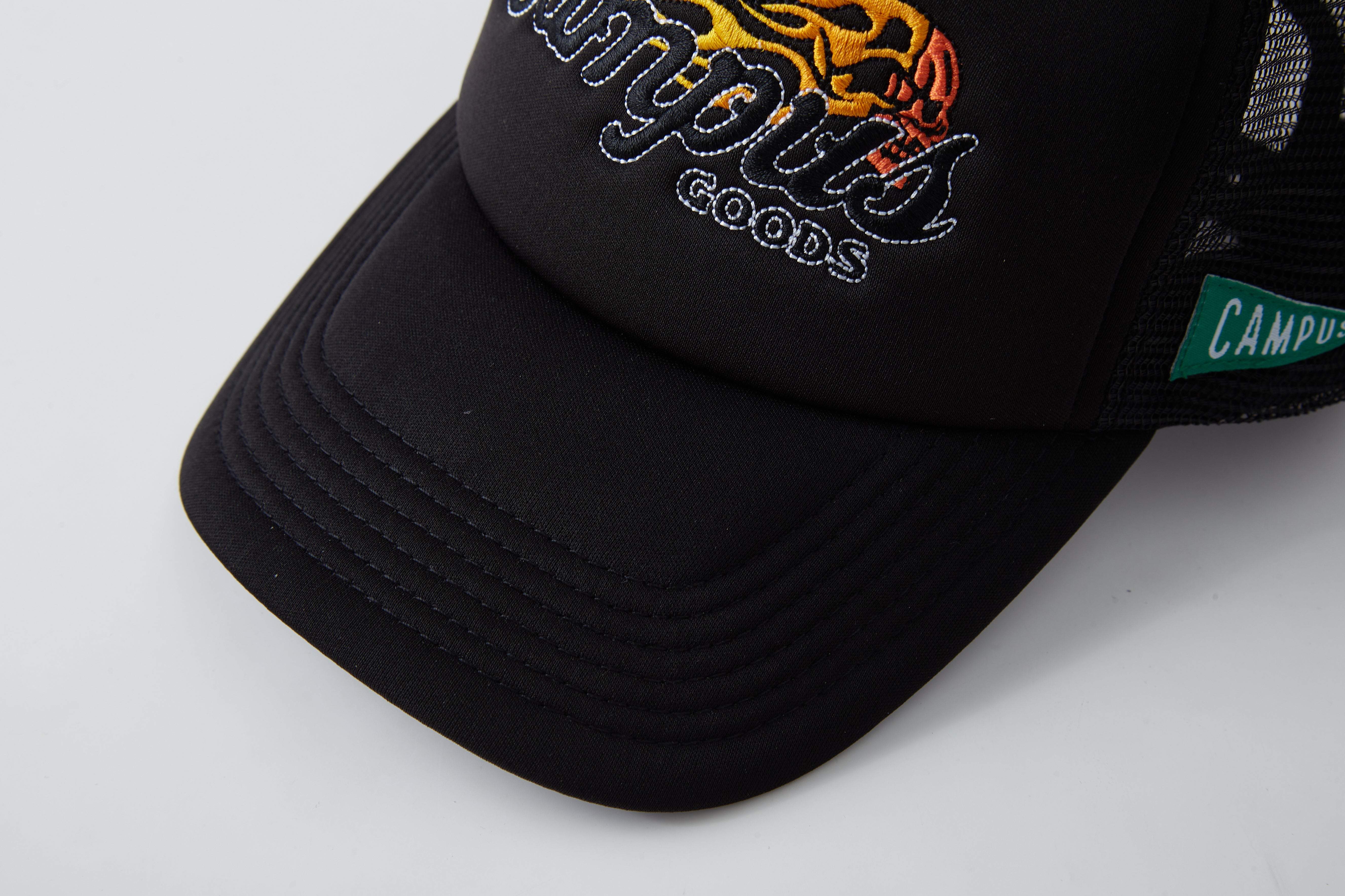 Road Trip Trucker Snapback Hat (Black/Black)