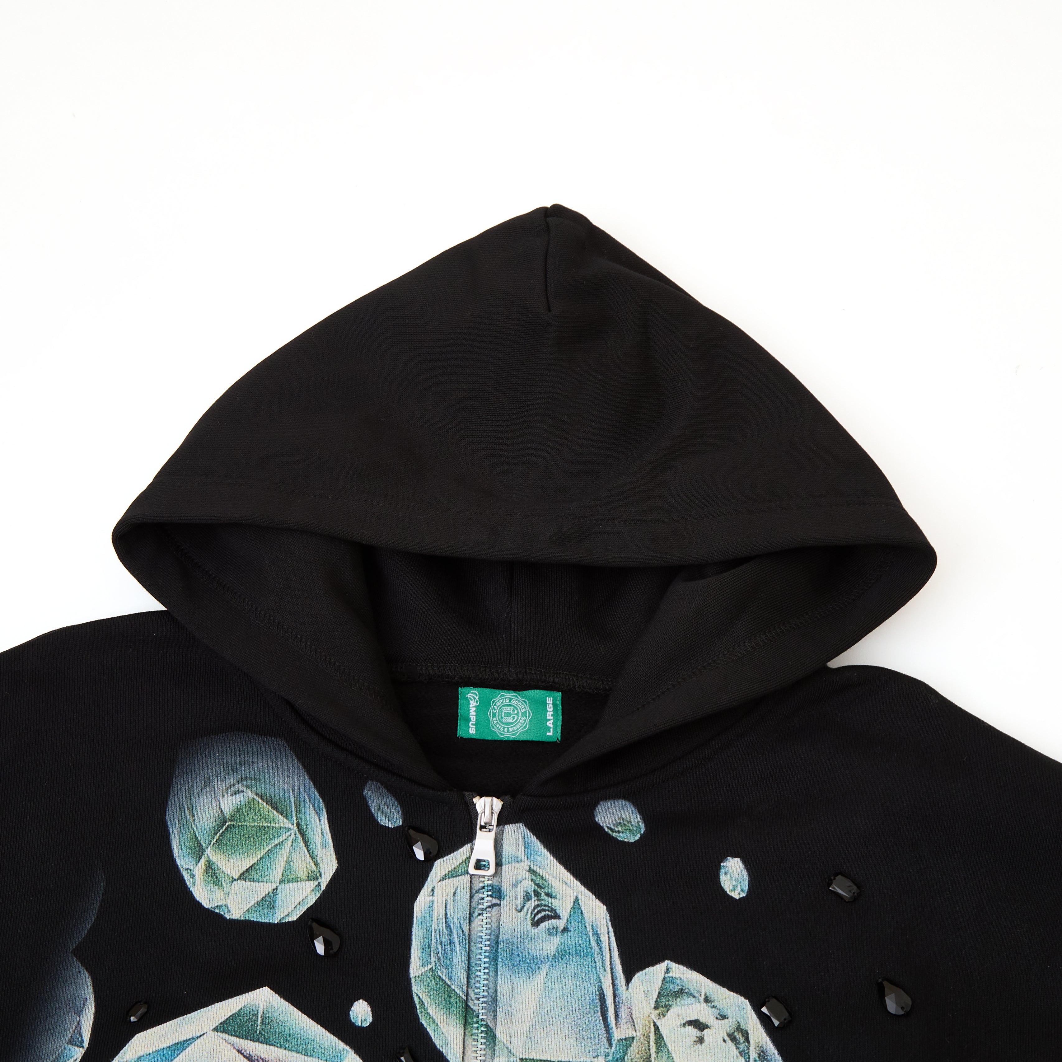 Crystal Mind Zip-Up Hoodie - Black