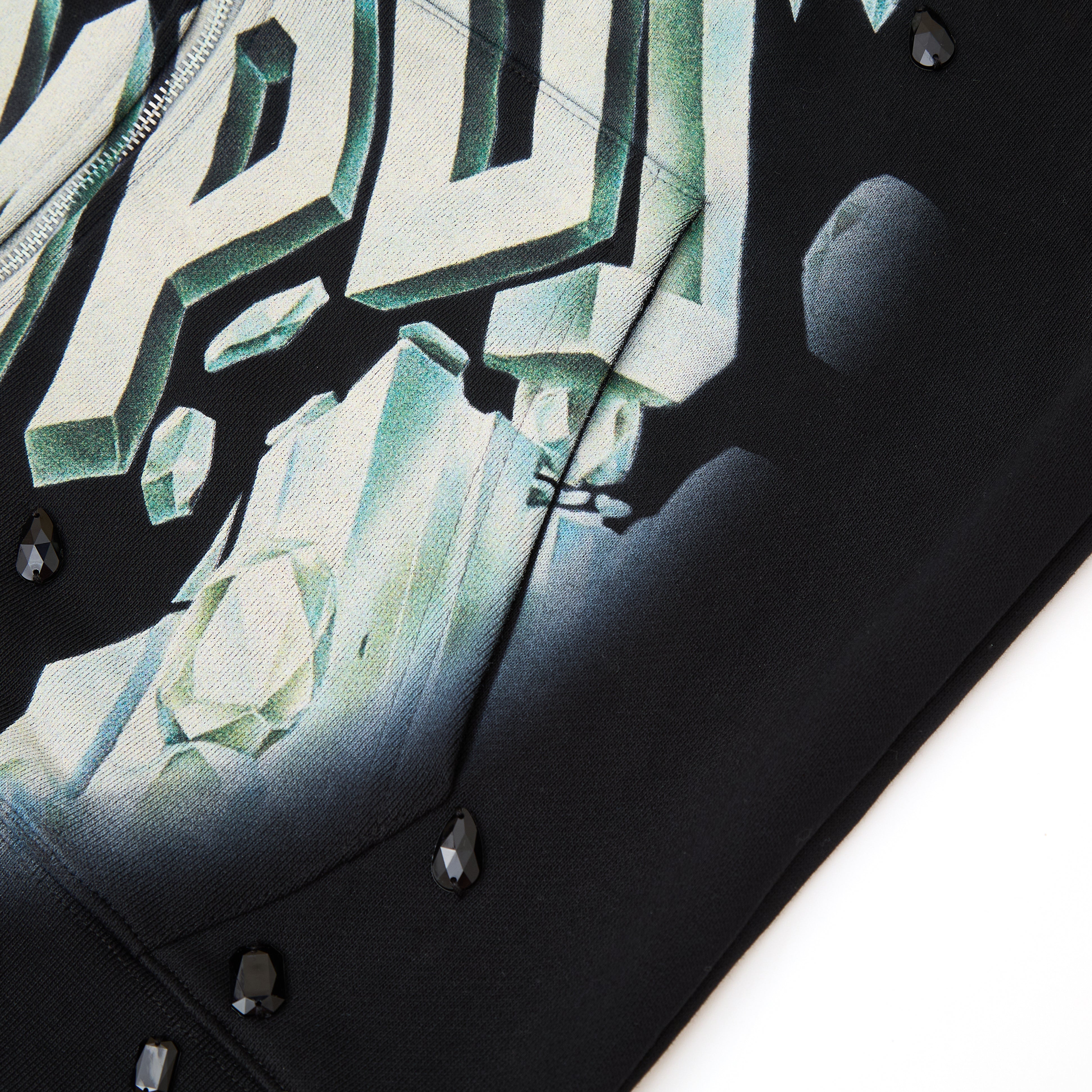 Crystal Mind Zip-Up Hoodie - Black