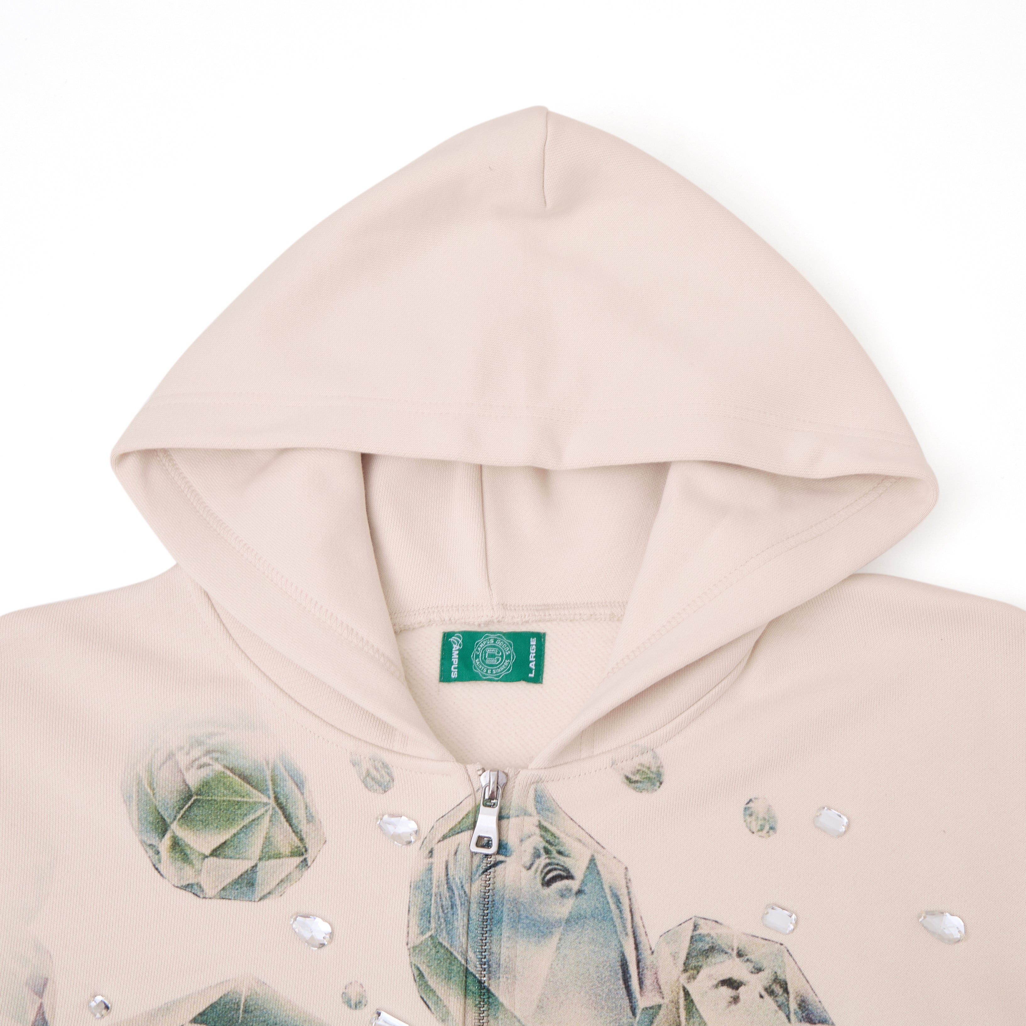 Crystal Mind Zip-Up Hoodie - Cream