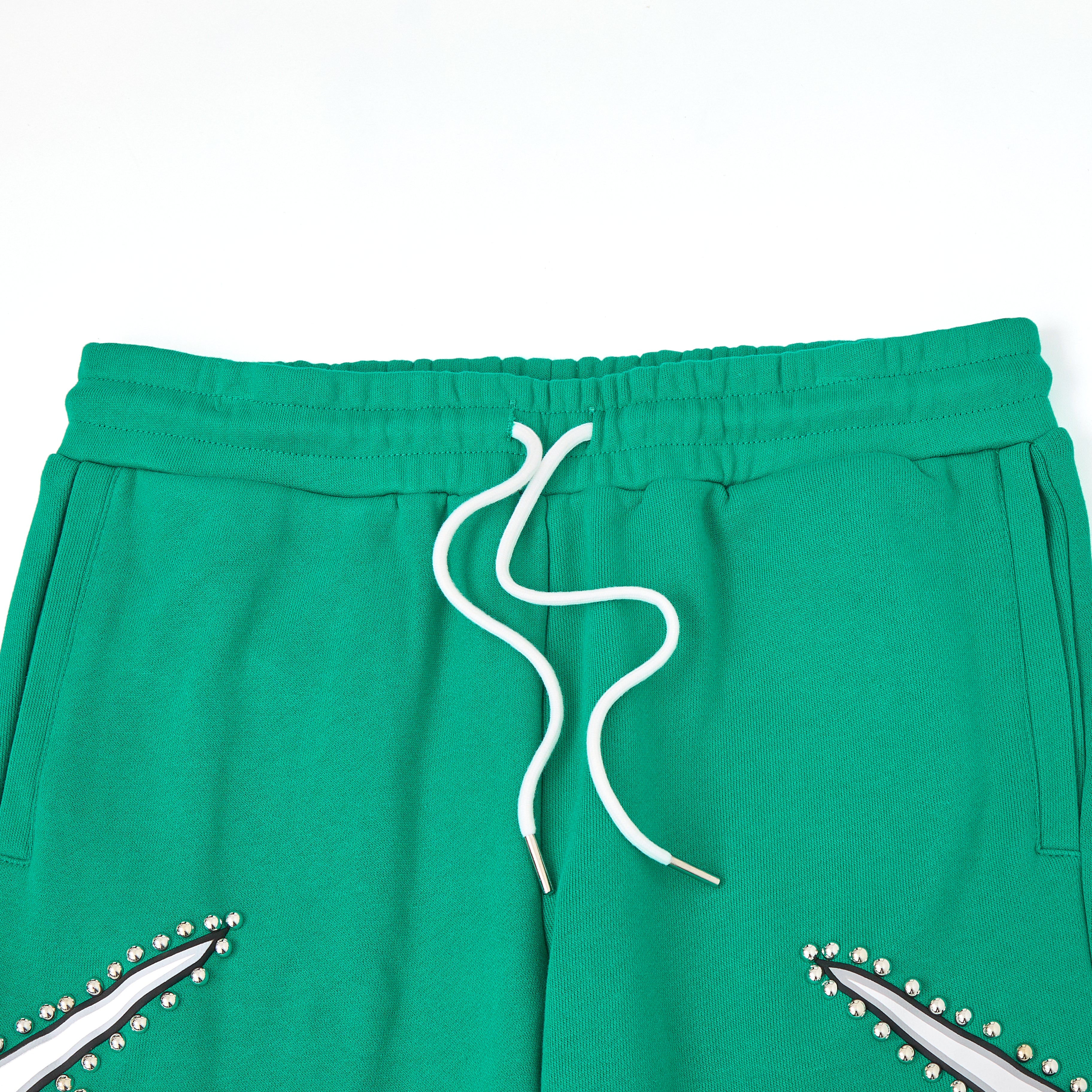 Misfit Studded Terry Flare Sweatpants (Green)