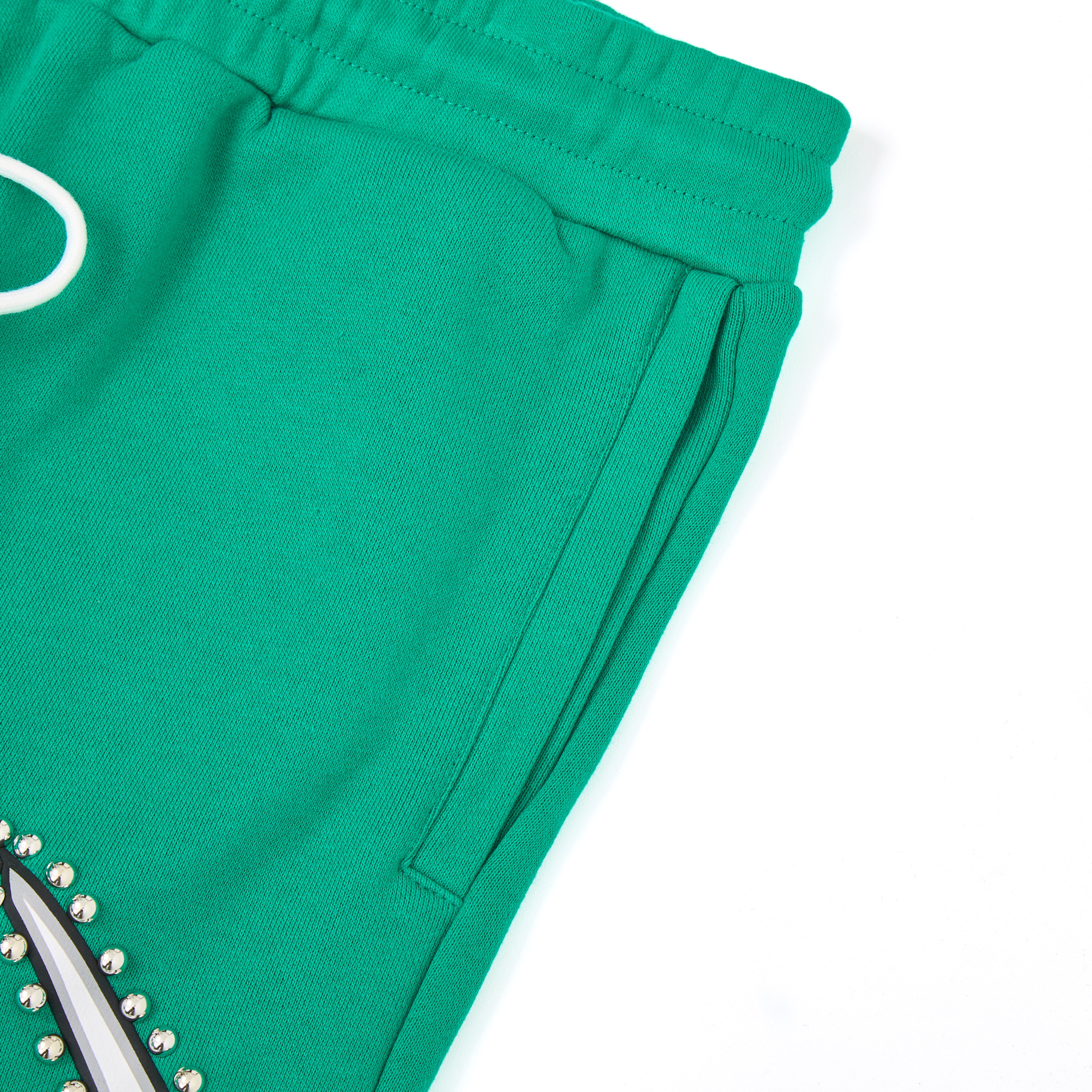Misfit Studded Terry Flare Sweatpants (Green)