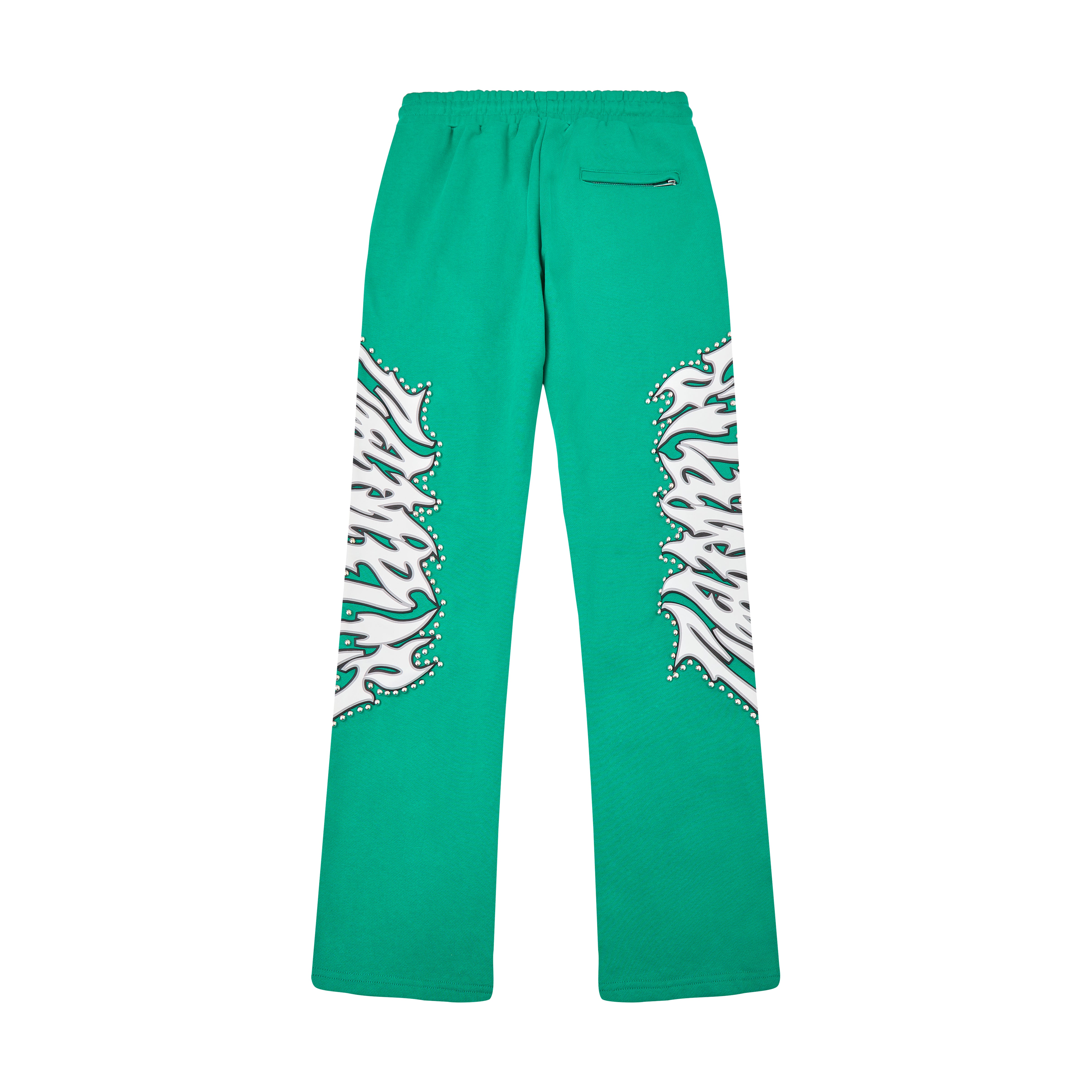 Misfit Studded Terry Flare Sweatpants (Green)