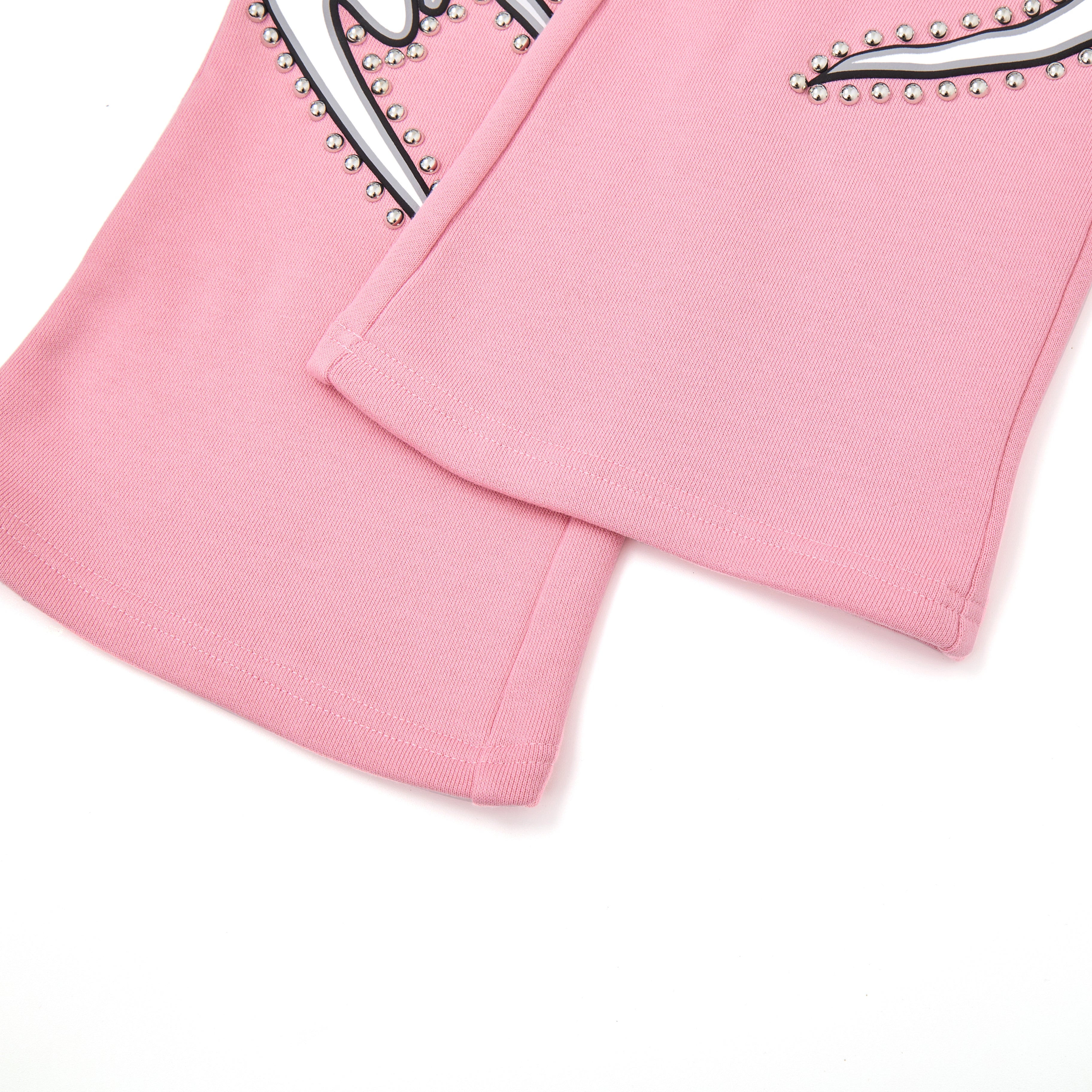 Misfit Studded Terry Flare Sweatpants (Pink)