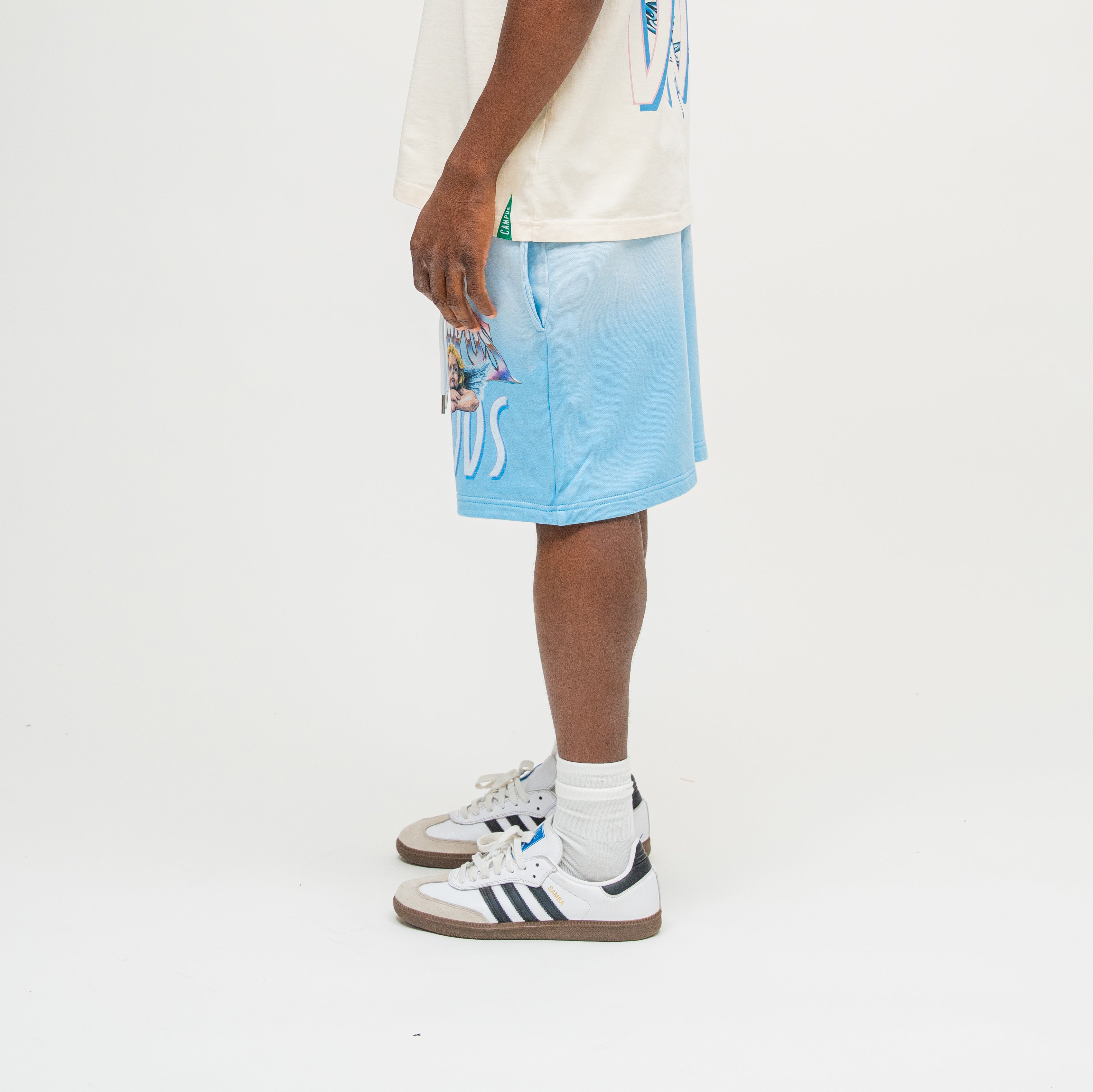 Metallic Terry Shorts - Sun Fade Light Blue