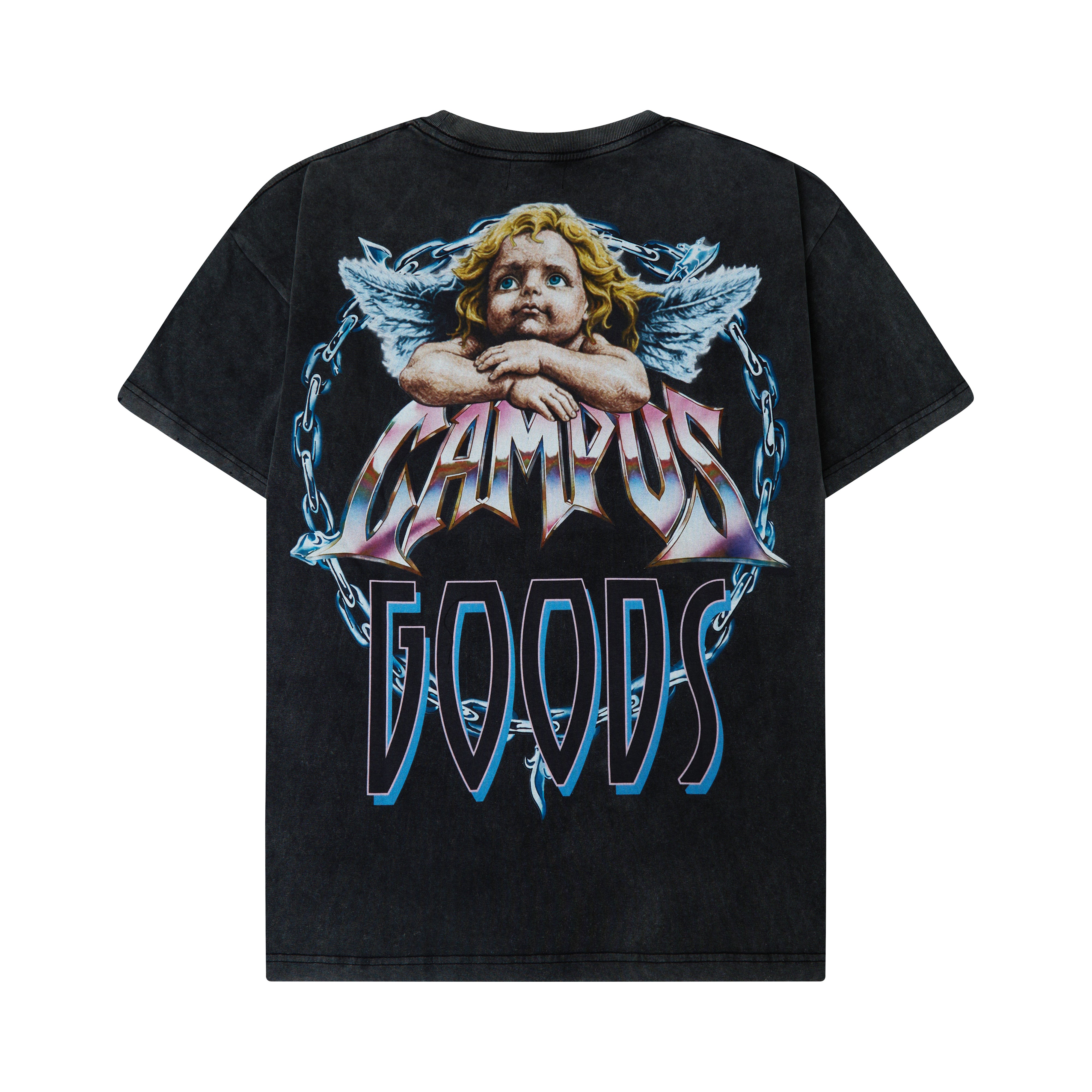 Campus Goods LA Metallic Tee in black, back view