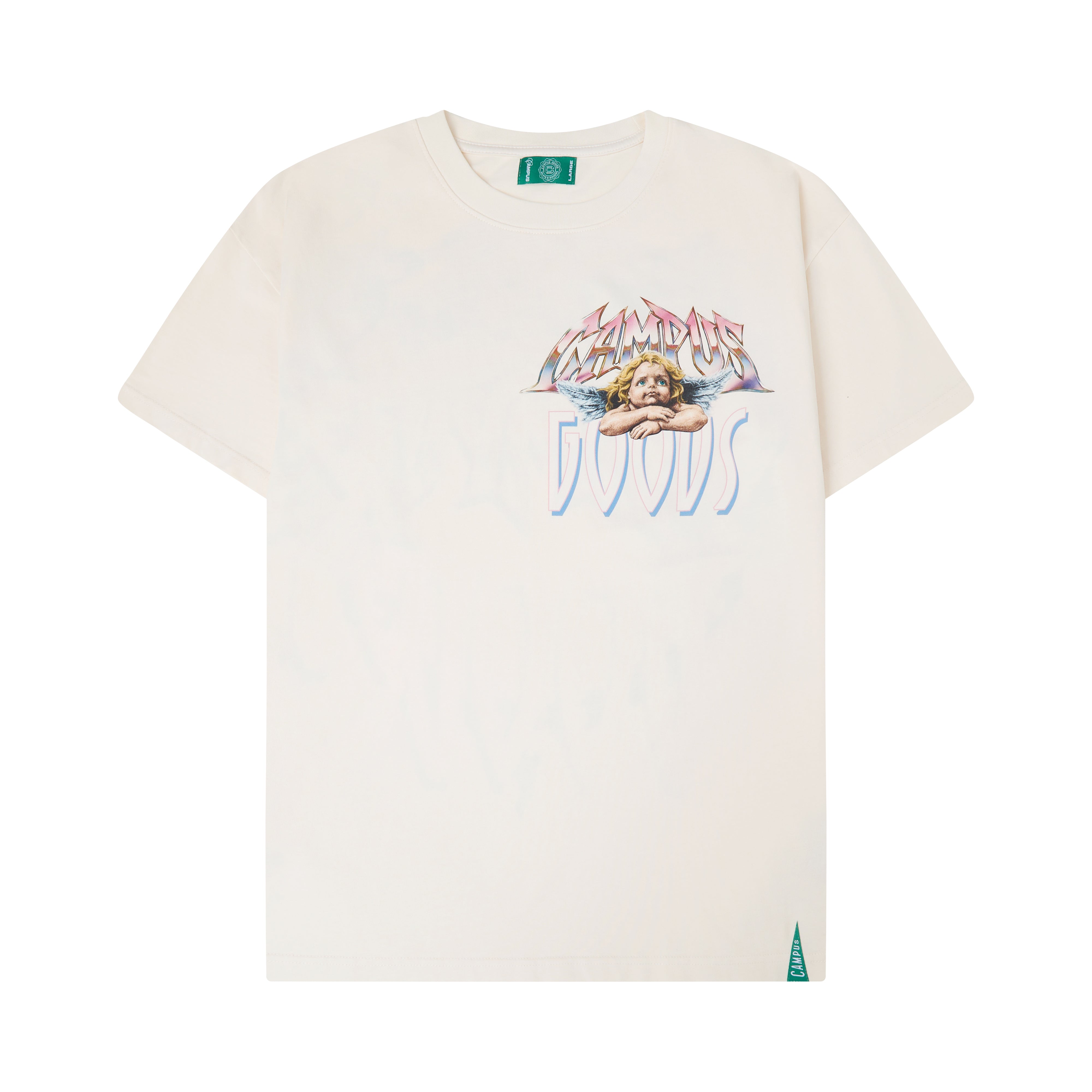 CAMPUS GOODS Metallic Tee in Cream, front view