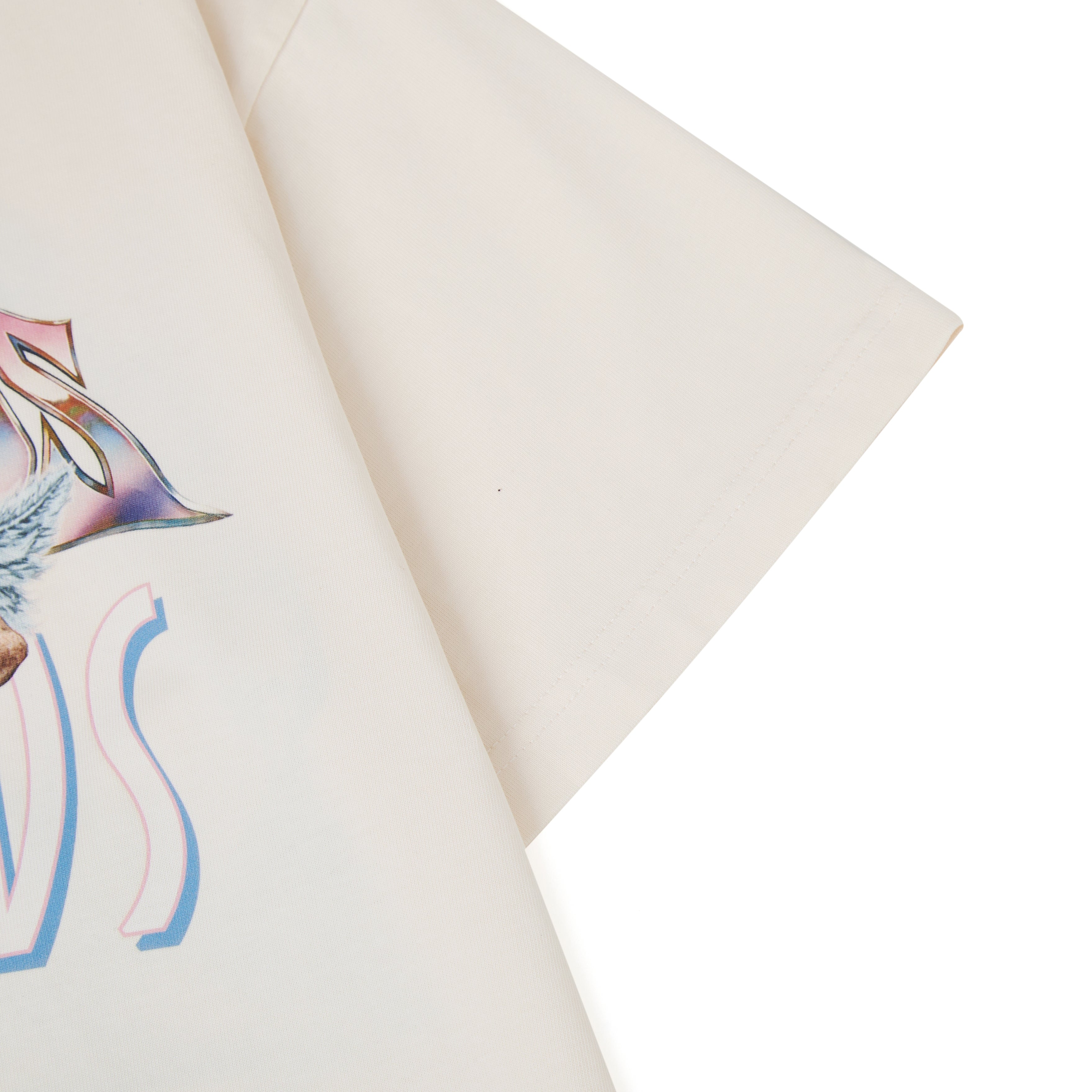 CAMPUS GOODS Metallic Tee in Cream, detail view, metallic chest graphic