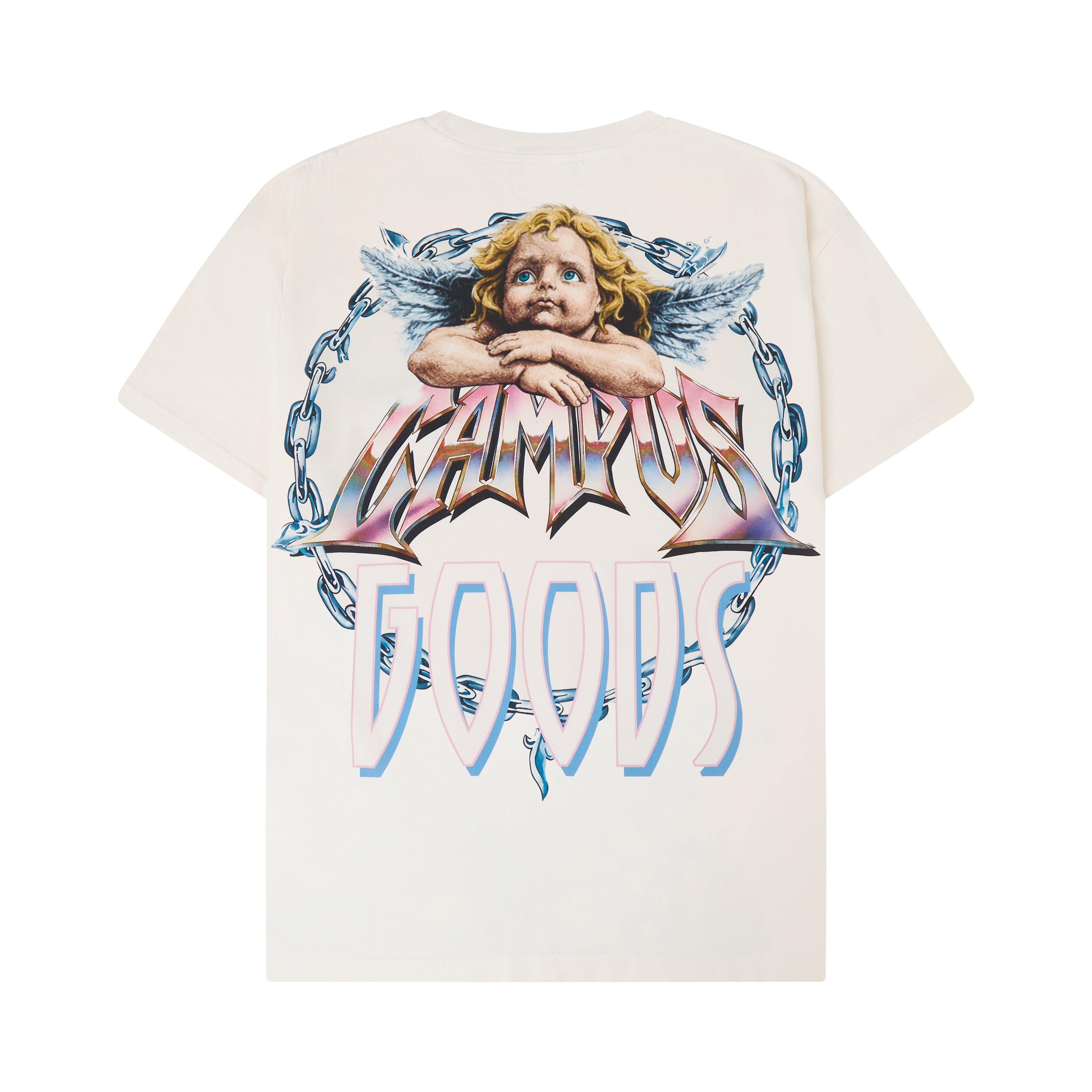 CAMPUS GOODS Metallic Tee in Cream, detail view