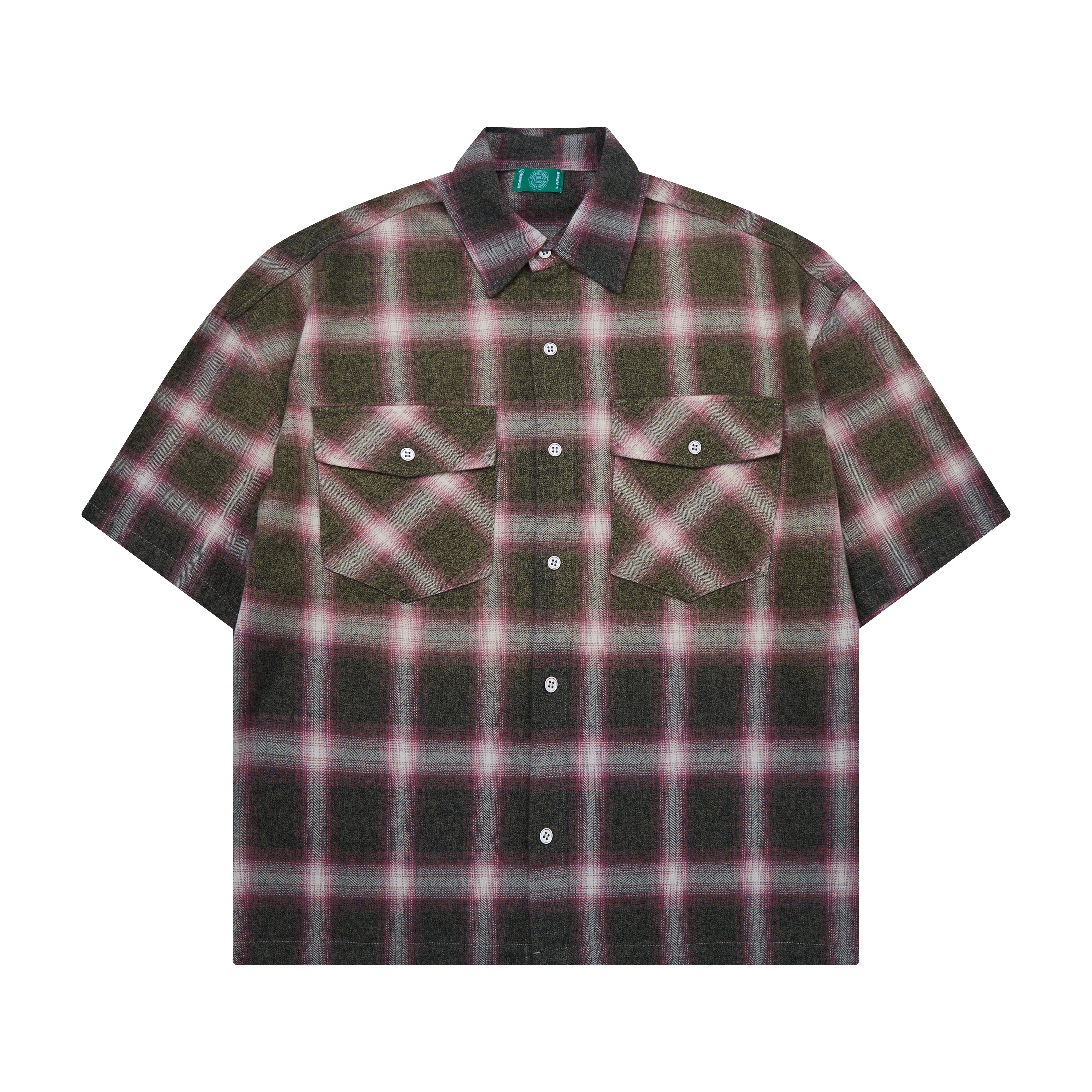 Plaid shirt with short sleeves on a white background