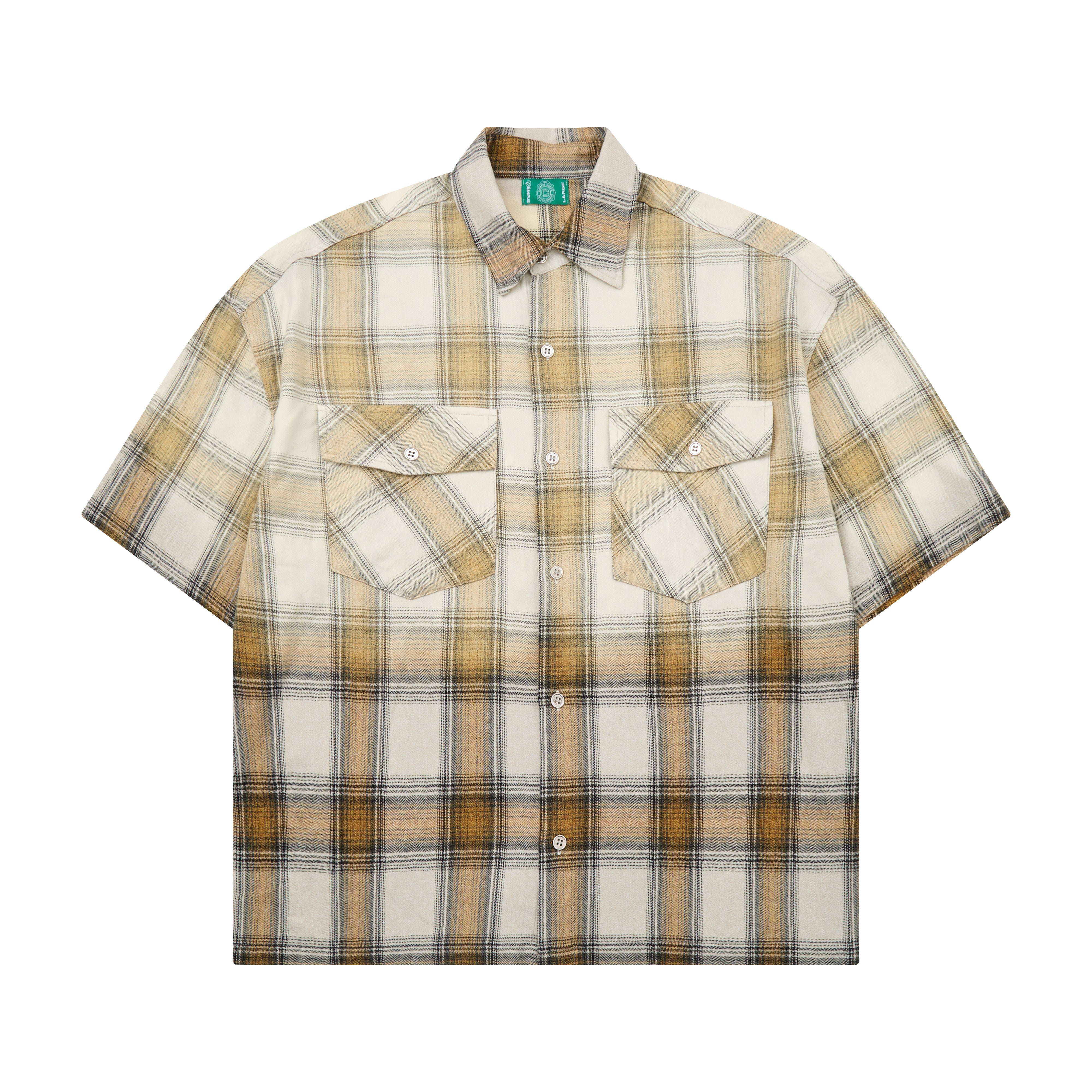 Plaid shirt with short sleeves on a white background