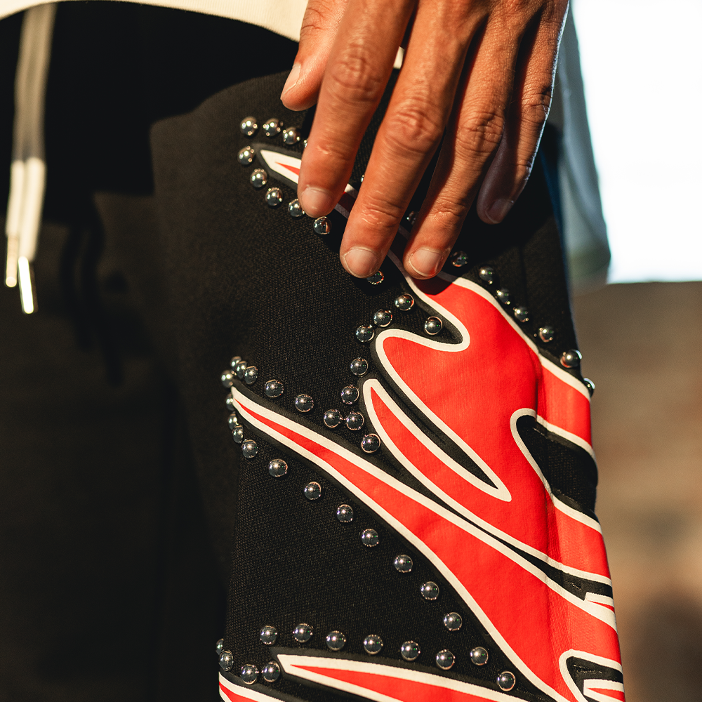 Misfit Studded Terry Flare Sweatpants (Black)